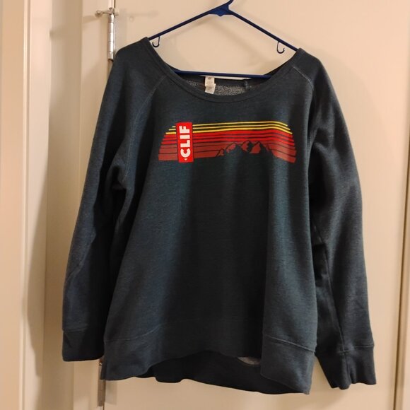 Clif Bar branded Women's wide crew neck sweatshirt size XL heather blue - Picture 1 of 8